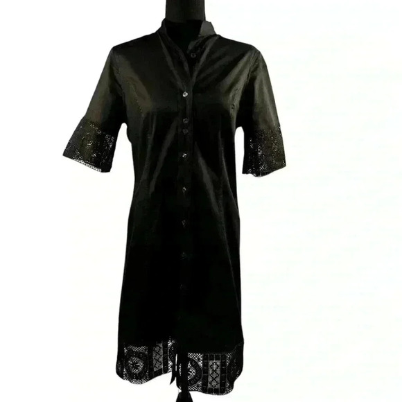 Rebecca & Drew Dress Shirtdress Black Lace Sleeve Size 36  Regular Medium VTG - Picture 1 of 11